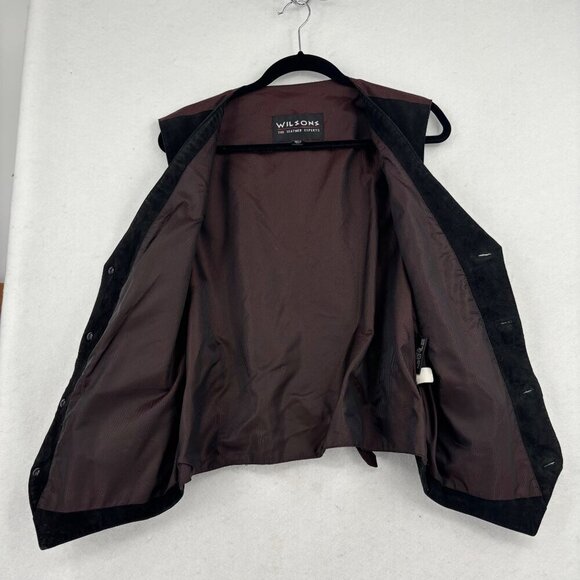 Wilsons Leather Vest Mens XL Black Suede Button Up Adjustable Back Strap Western - Picture 7 of 12